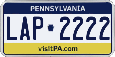 PA license plate LAP2222