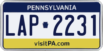 PA license plate LAP2231