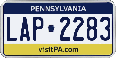 PA license plate LAP2283