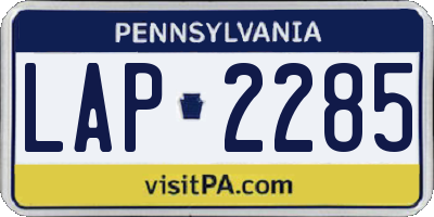 PA license plate LAP2285