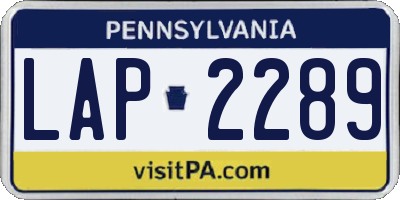 PA license plate LAP2289