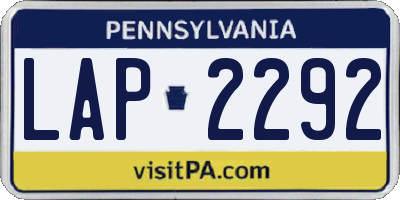 PA license plate LAP2292