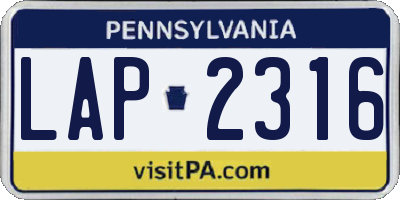 PA license plate LAP2316