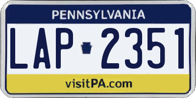 PA license plate LAP2351