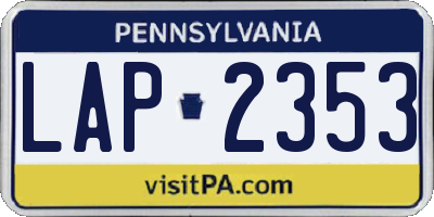 PA license plate LAP2353