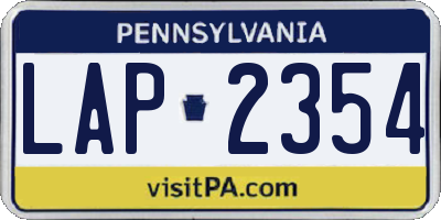 PA license plate LAP2354