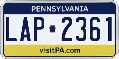 PA license plate LAP2361