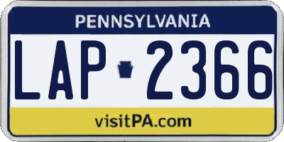 PA license plate LAP2366