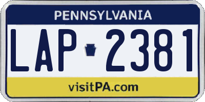 PA license plate LAP2381