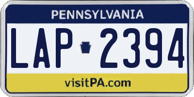 PA license plate LAP2394