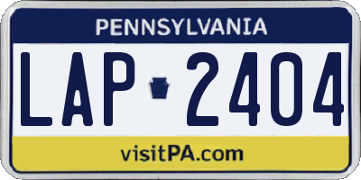 PA license plate LAP2404