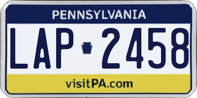 PA license plate LAP2458