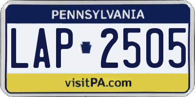 PA license plate LAP2505