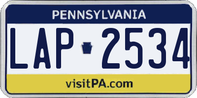 PA license plate LAP2534
