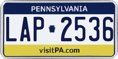 PA license plate LAP2536
