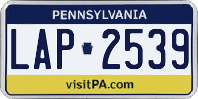 PA license plate LAP2539