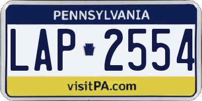 PA license plate LAP2554