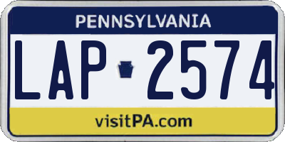 PA license plate LAP2574