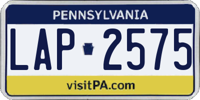 PA license plate LAP2575