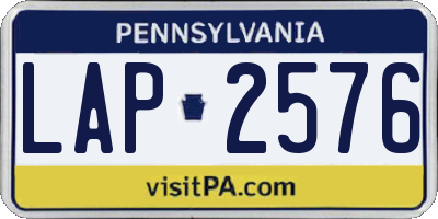 PA license plate LAP2576
