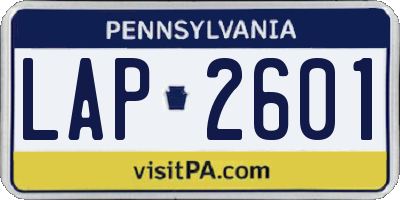 PA license plate LAP2601