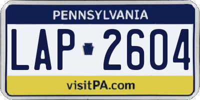 PA license plate LAP2604