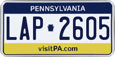 PA license plate LAP2605