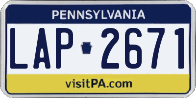 PA license plate LAP2671