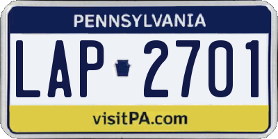 PA license plate LAP2701