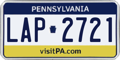 PA license plate LAP2721