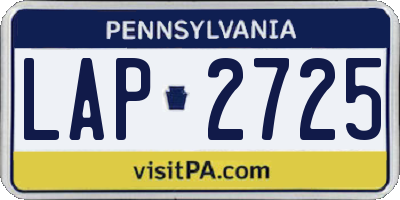 PA license plate LAP2725