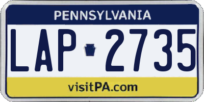 PA license plate LAP2735