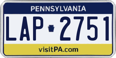 PA license plate LAP2751