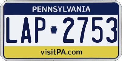 PA license plate LAP2753