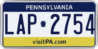 PA license plate LAP2754