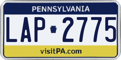 PA license plate LAP2775