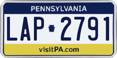 PA license plate LAP2791
