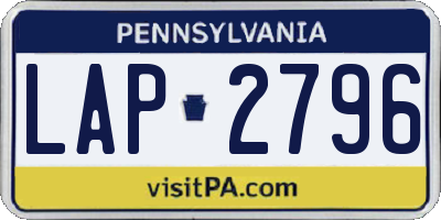 PA license plate LAP2796