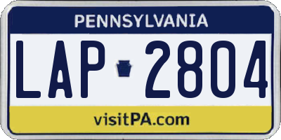 PA license plate LAP2804