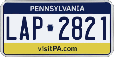 PA license plate LAP2821