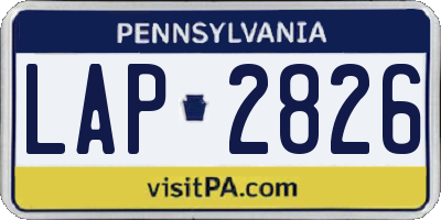 PA license plate LAP2826