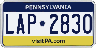 PA license plate LAP2830