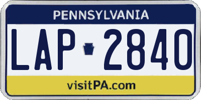 PA license plate LAP2840