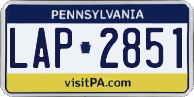 PA license plate LAP2851