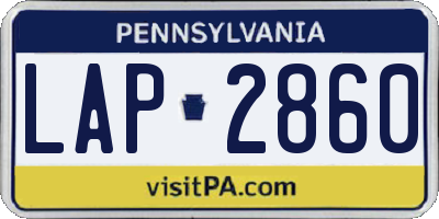 PA license plate LAP2860