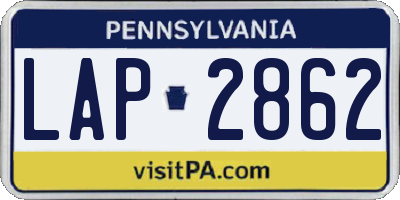 PA license plate LAP2862