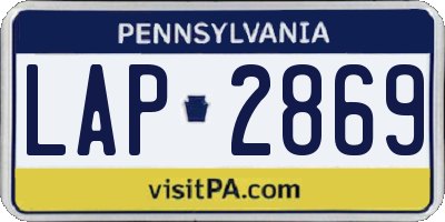 PA license plate LAP2869