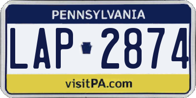 PA license plate LAP2874