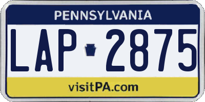 PA license plate LAP2875