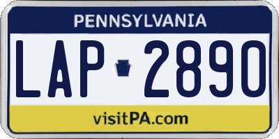 PA license plate LAP2890